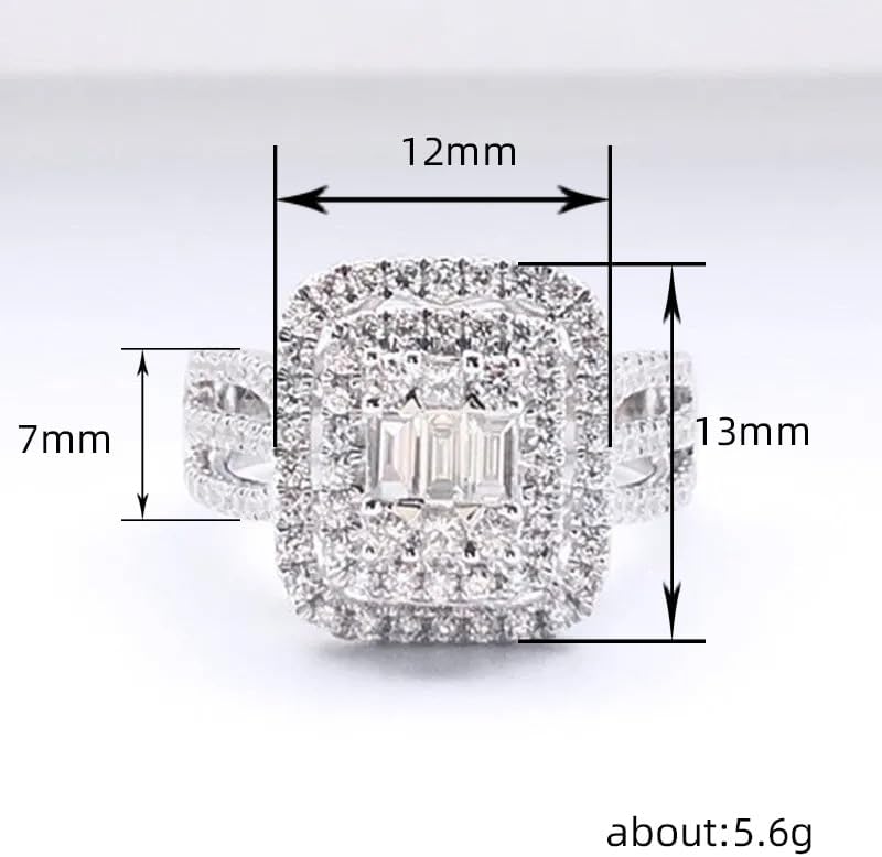 Sdouefos Store 18K White Gold Plated Cubic Zirconia Promise Engagement Promise Eternity Ring for Women 925 Sterling Silver Shiny Diamond Ring Cubic Zirconia Cocktail Rings CZ Eternity Ring for Women Size 7 - Image 5